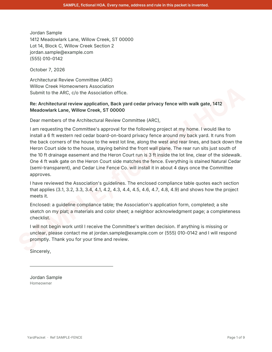 Sample packet page 1